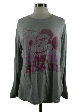 Disney Minnie Mouse KISS ME Womens Gray T Shirt Blouse XL